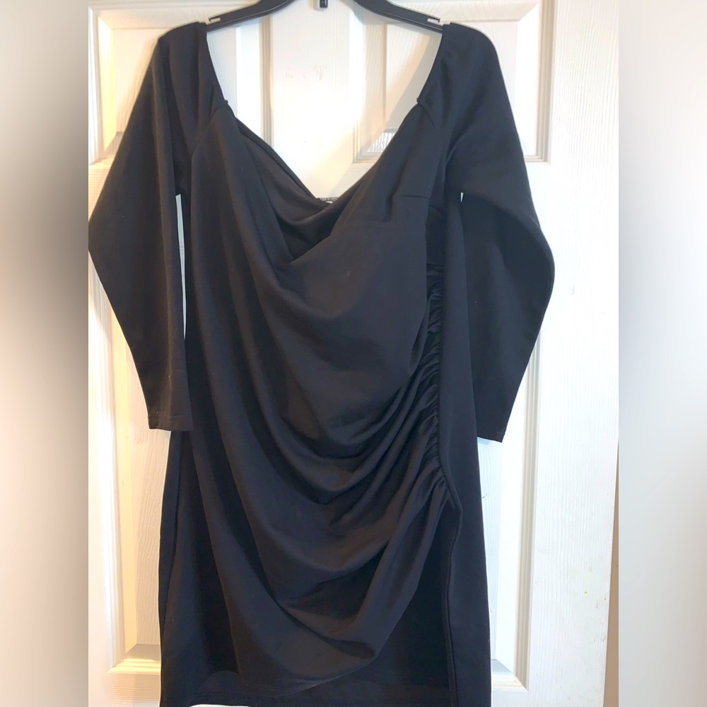 Women’s Shein 2X Long Sleeve Black Ribbed Dress